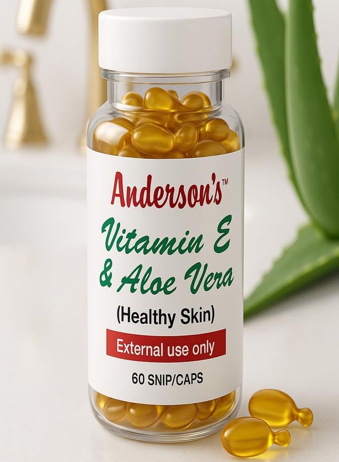 Anderson's Vitamin E & Aloe Vera Moisturizer Capsules – Anti-Aging Hydrating Cream for Face, Hands, & Body – Fast-Absorbing Lotion for Dry Skin, Fine Lines, & Dark Spots – 60 Travel-Friendly Capsules - Image 4